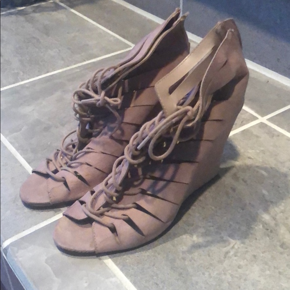 High suede wedges